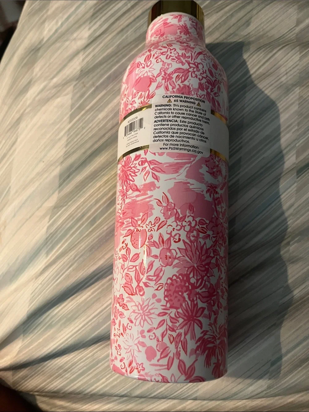 Lilly Pulitzer Pink & White Floral Stainless Steel Water Bottle